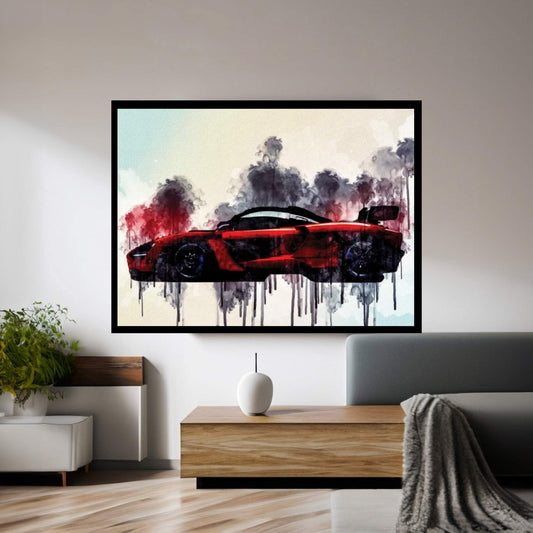 Mclaren Senna 2019 Side View New Supercar Hypercar Red Sports Canvas Wall Art - Y Canvas