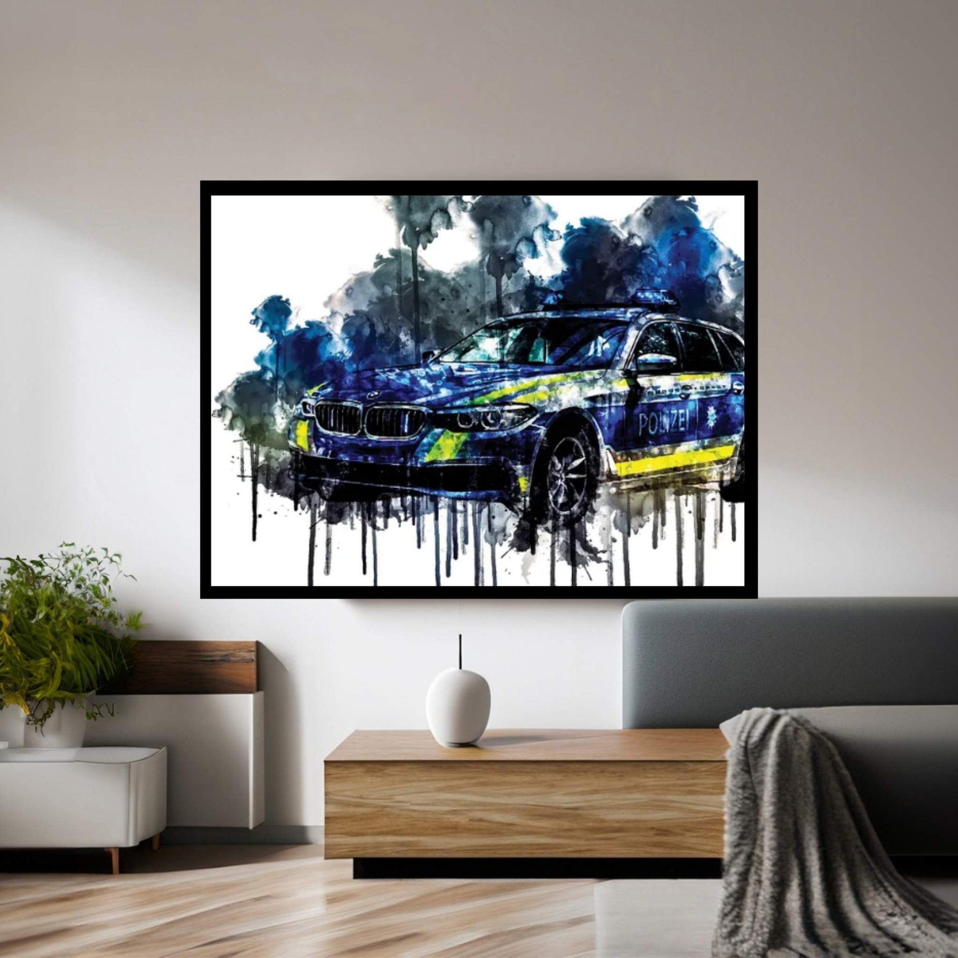 2017 BMW 530D XDrive Touring Polizei Canvas Wall Art - Y Canvas