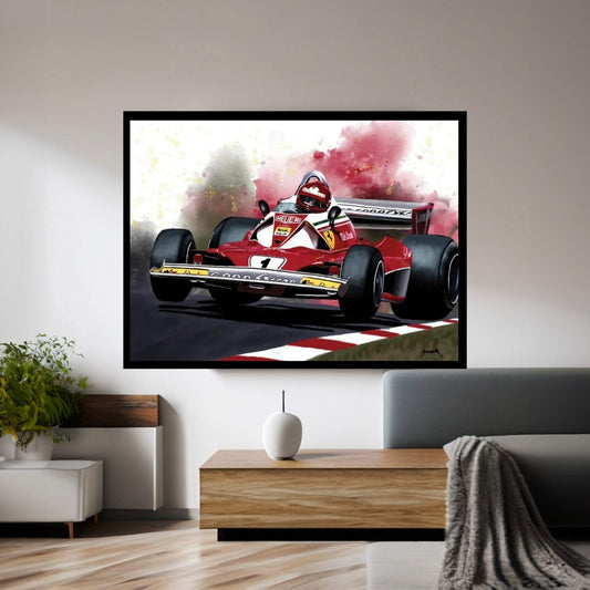 1976 Niki Lauda Racing Car Canvas Wall Art - Y Canvas