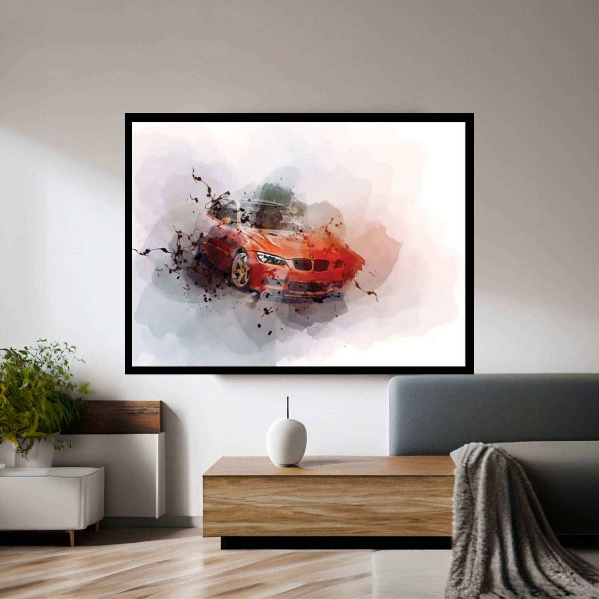 BMW M3 E92 Orange Coupe Tuning Canvas Wall Art - Y Canvas