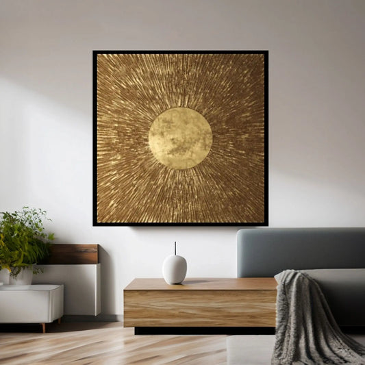 Gold and Brown Texture Canvas Wall Art Living Home Decor - Y Canvas