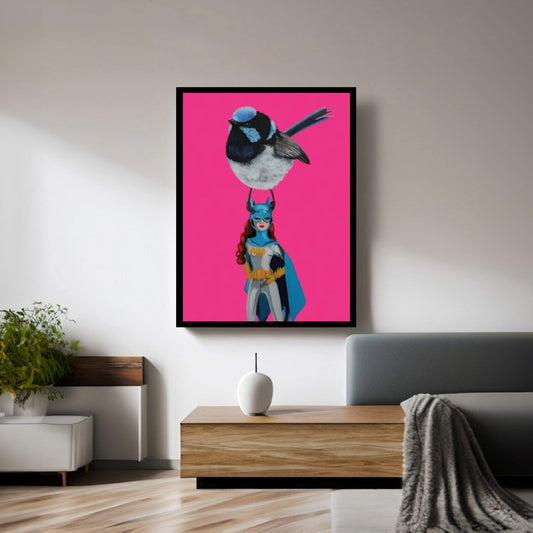 Fairy Wren On Batgirl Canvas Wall Art - Y Canvas