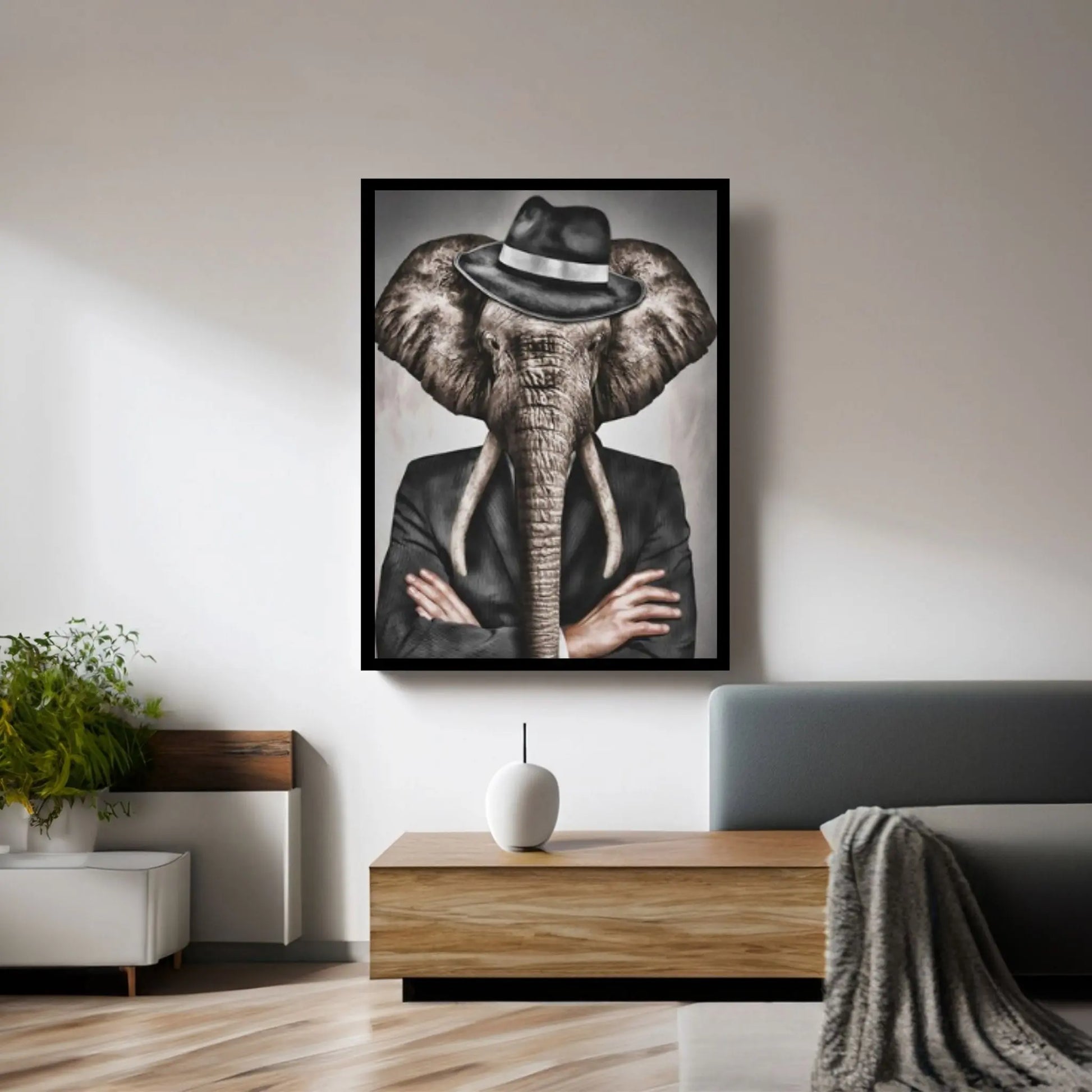 Abstract Animal Elephant Wall Art Poster Creative Animal Modeling Wall Art Canvas - Y Canvas