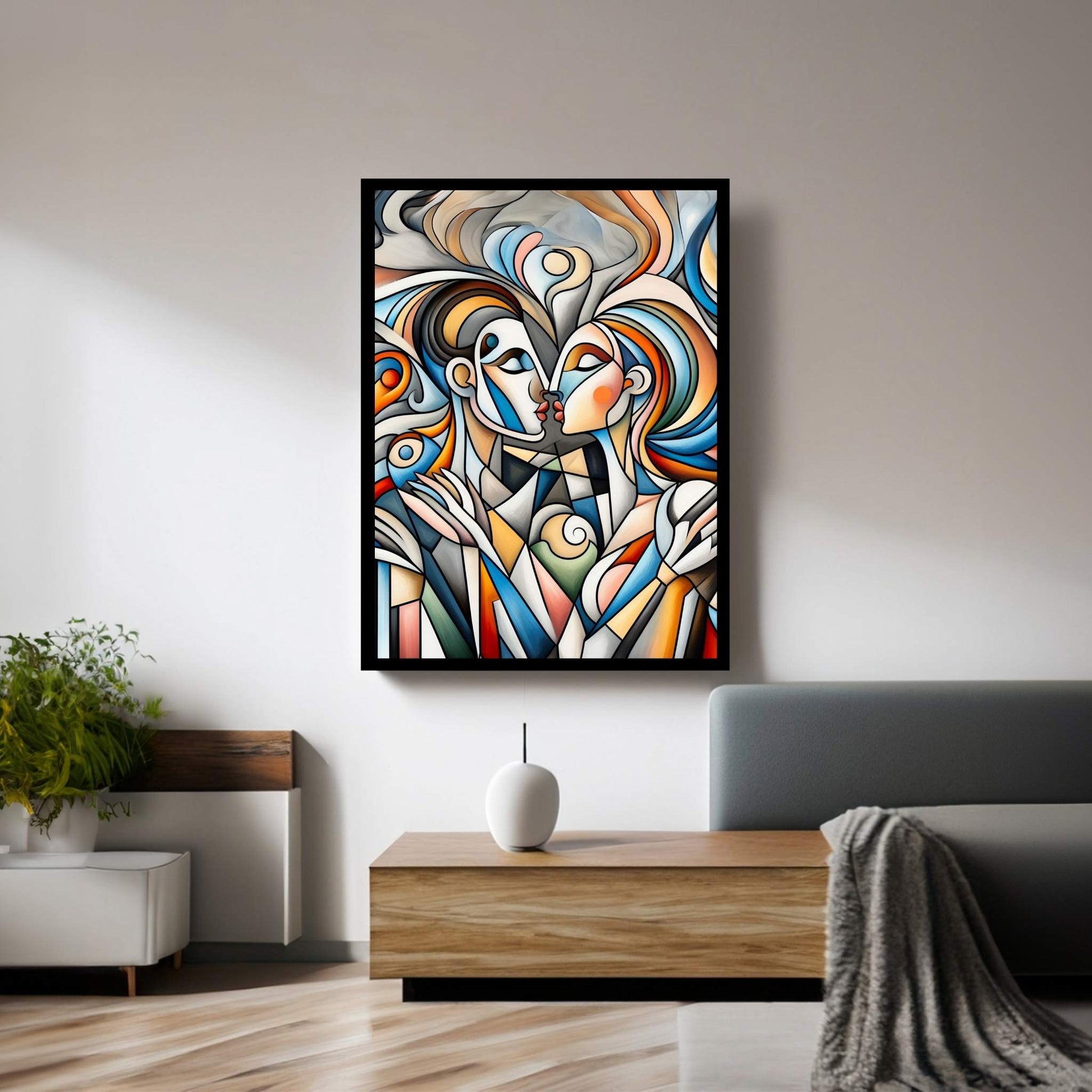 Love Couple Picasso Style Canvas Wall Art - Y Canvas