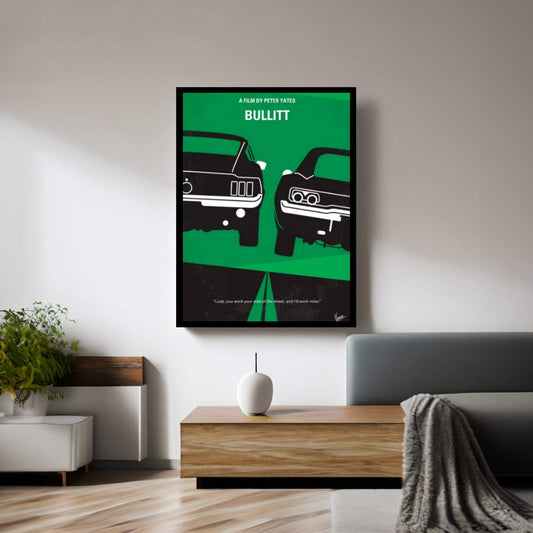 Bullitt Minimal Movie Poster Canvas Wall Art - Y Canvas