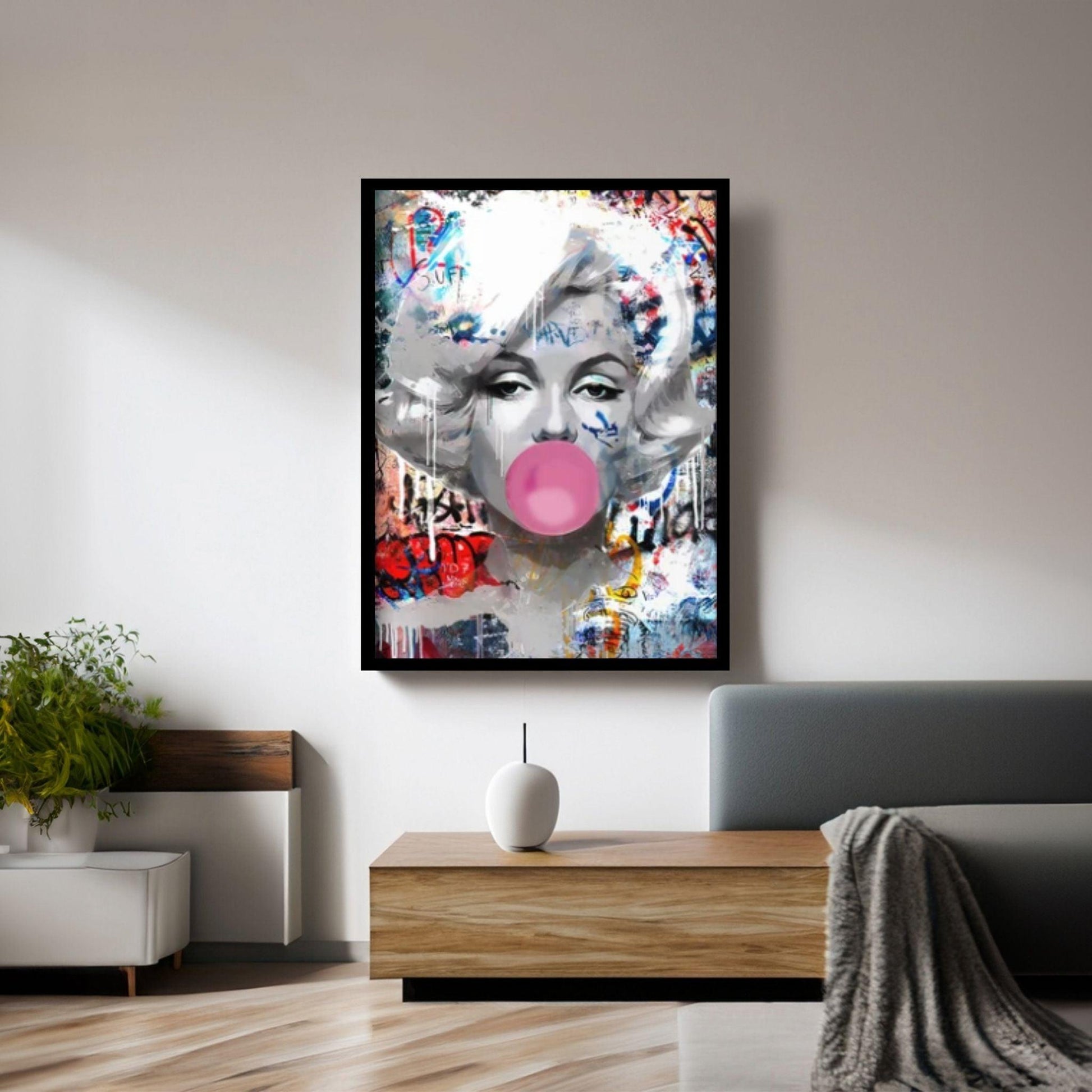 Marilyn Monroe Wall Art Canvas, Monroe Pink Bubble Gum Art Poster, Printed Picture Decoration - Y Canvas