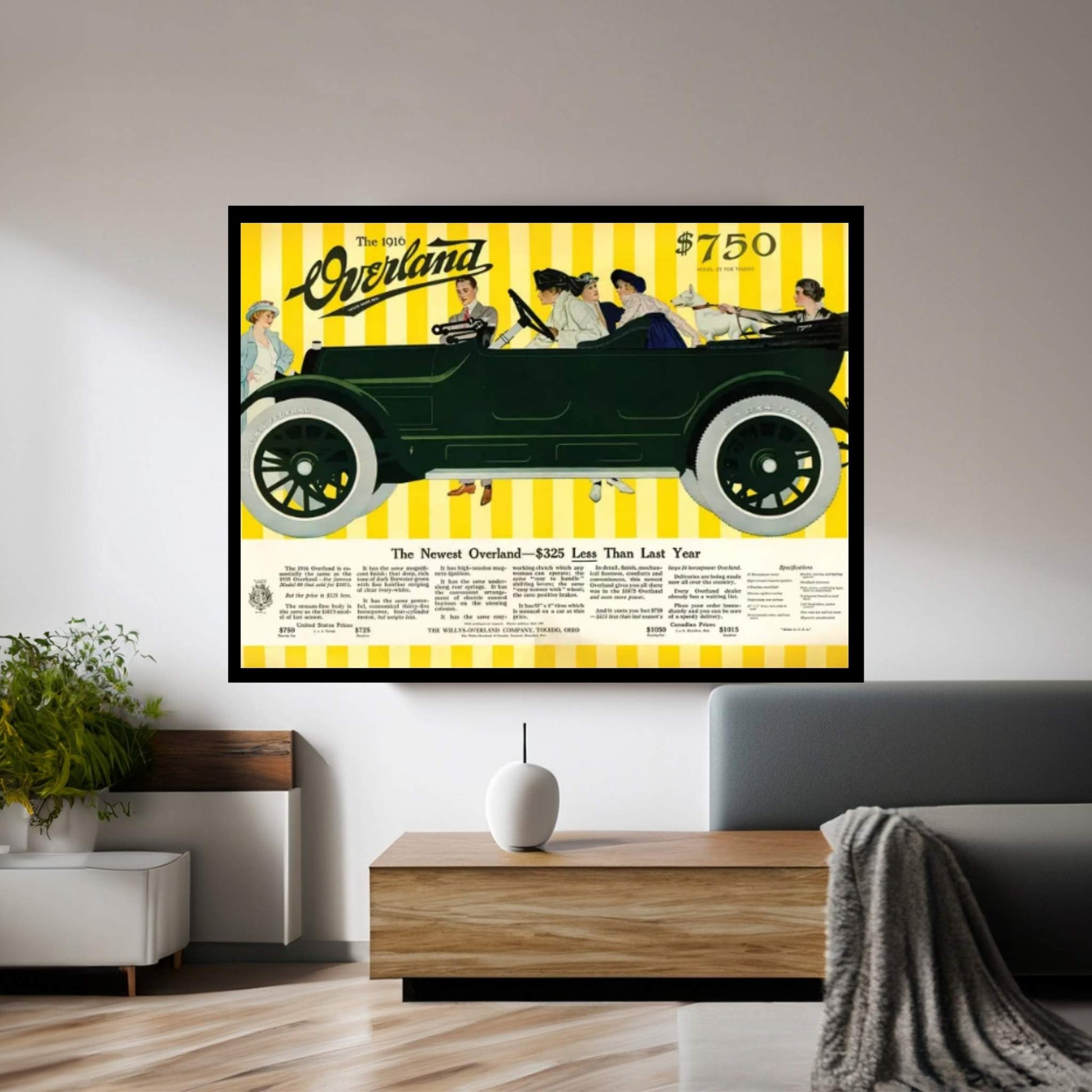 1916 Willys-Overland Magazine Advert Canvas Wall Art - Y Canvas