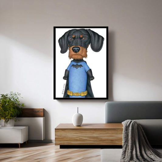 Dachshund Batman Canvas Wall Art - Y Canvas