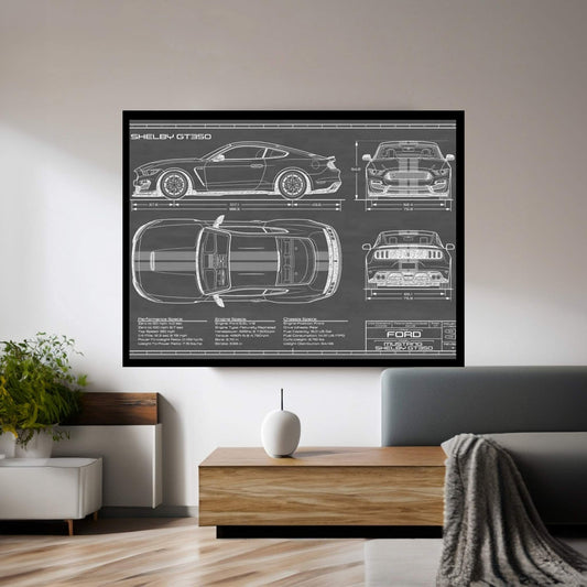 Shelby GT350 (2015-2019) Black Canvas Wall Art - Y Canvas