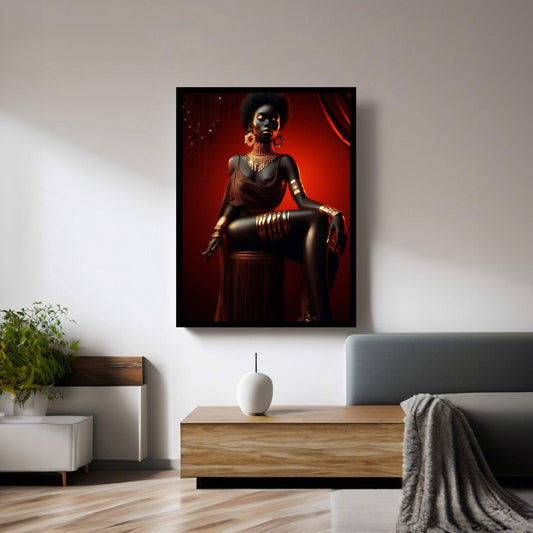 African Black Woman Gold Make-up Canvas Canvas Wall Art - Y Canvas