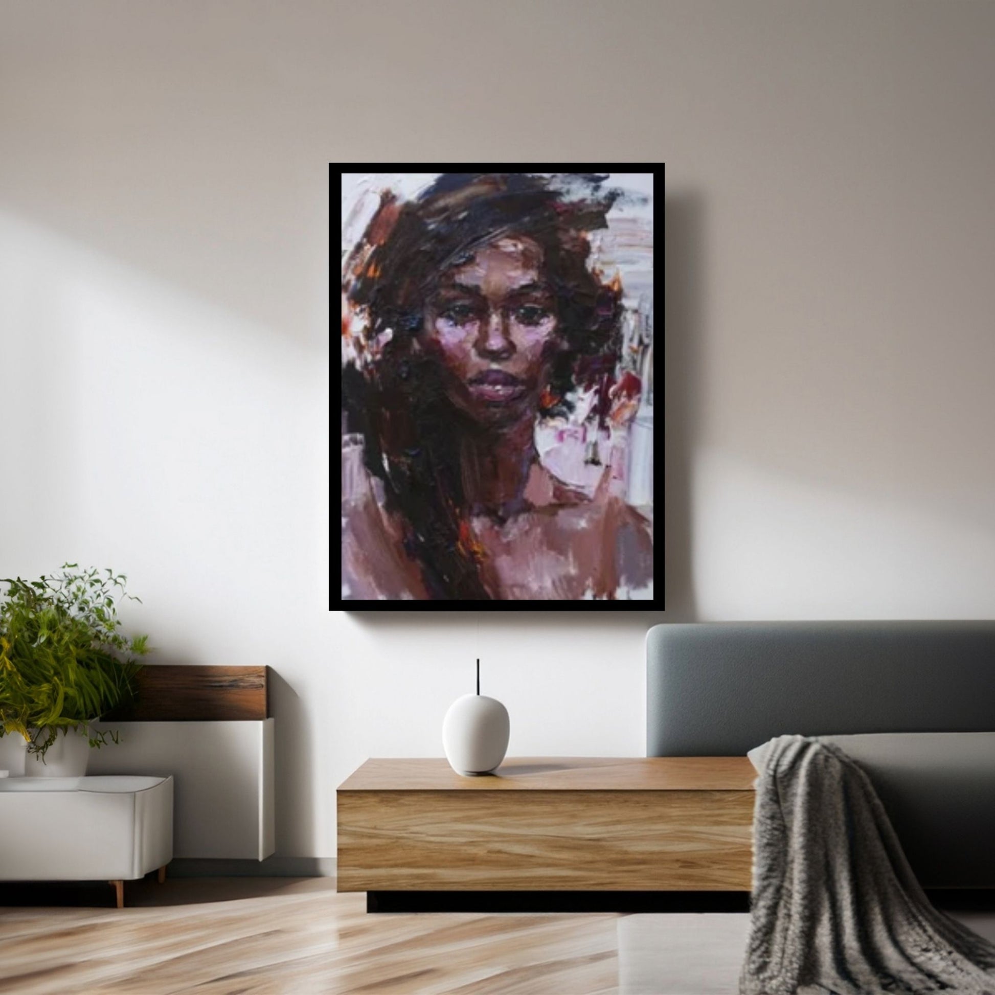 Black Woman Portrait, Afro Art, African Woman Makeup Wall Art - Y Canvas