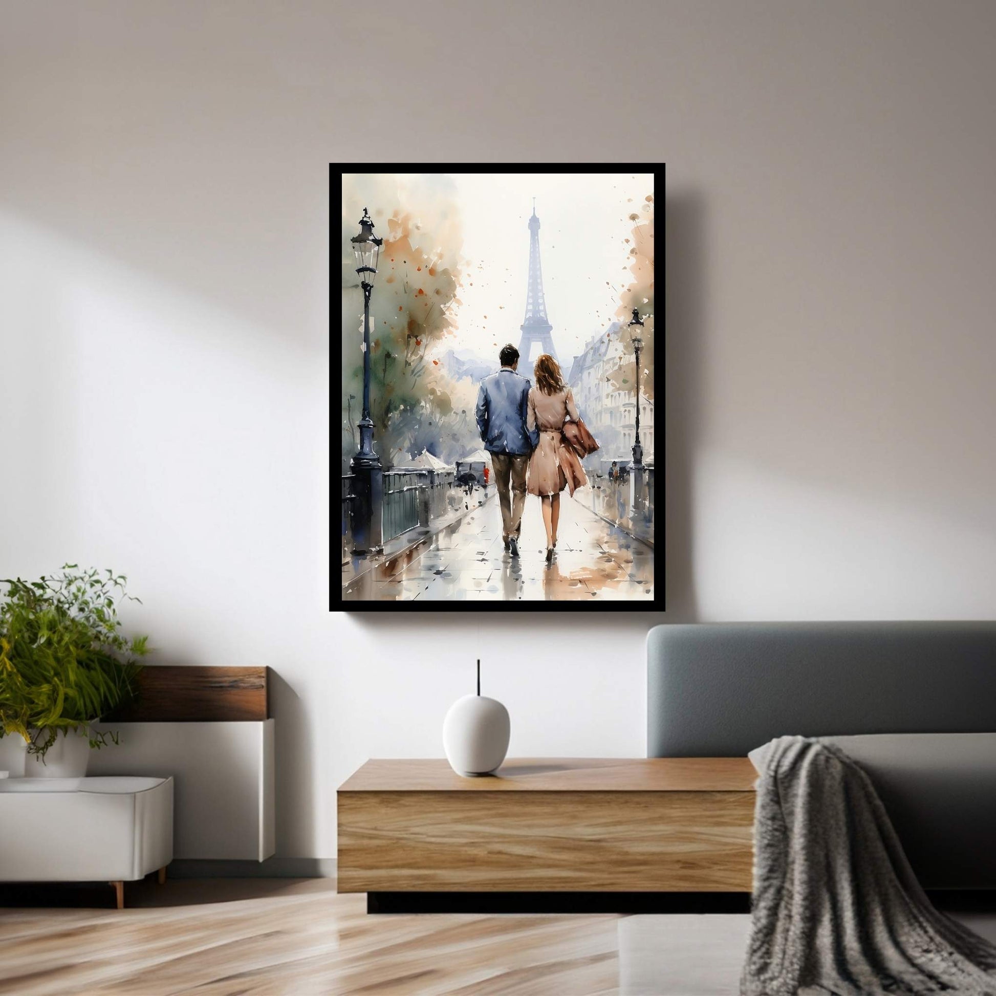 Love Walk in Paris Dear Couple, Man and Woman Canvas Wall Art - Y Canvas