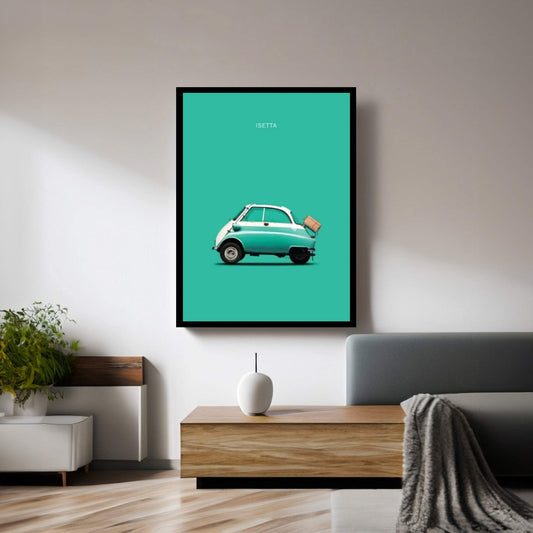 BMW Isetta 300 (Teal) Canvas Wall Art - Y Canvas