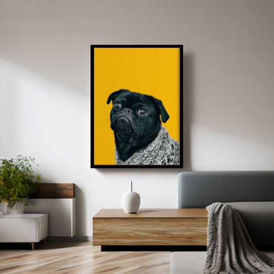 Pop Art Pug Dog Canvas Print Wall Art, Fanny Retro Art - Y Canvas