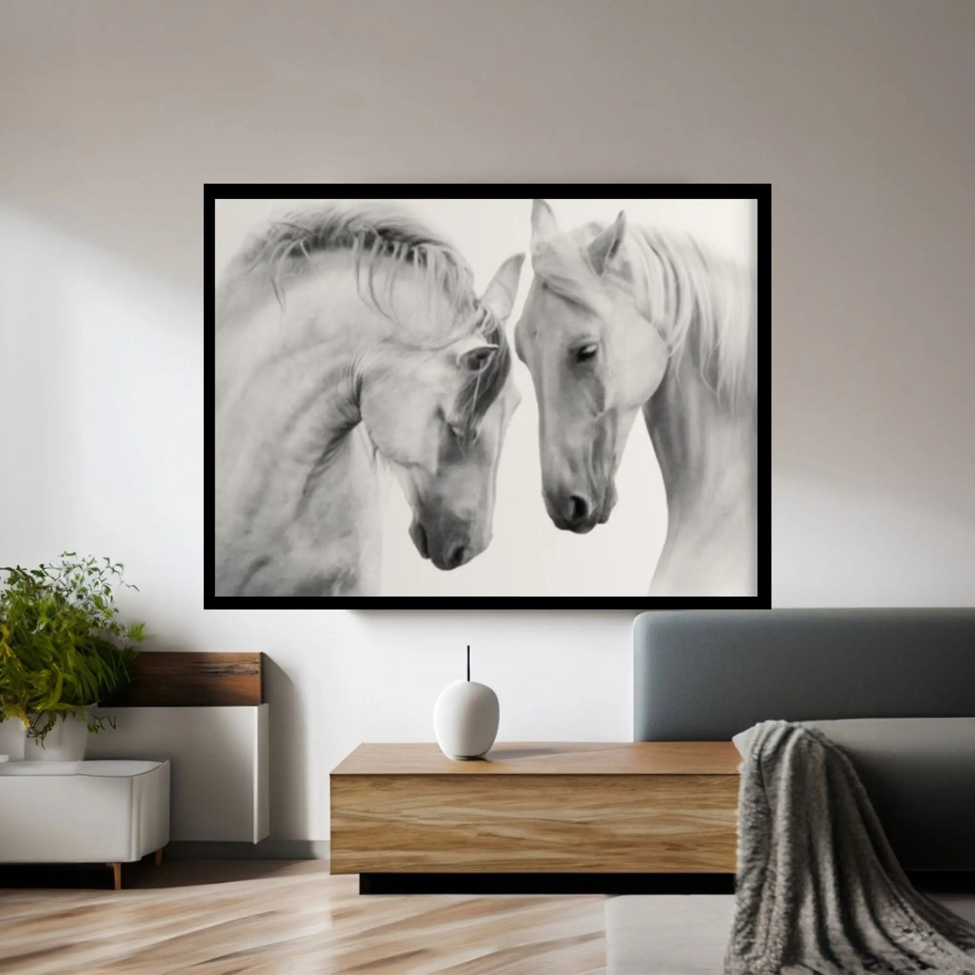 Horses Black White Canvas wall Art Home Decor - Y Canvas