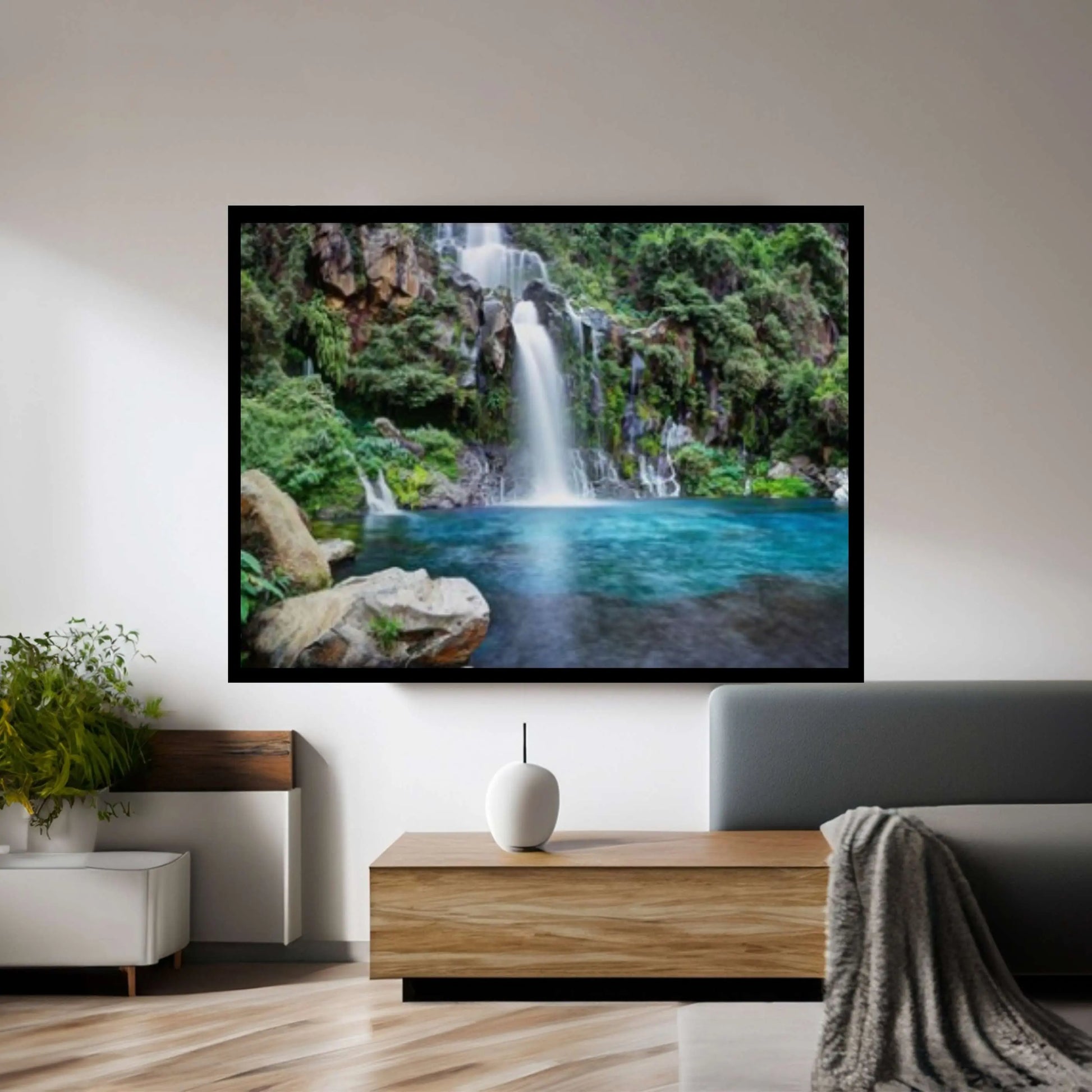 Island Beautiful Nature Waterfalls Canvas Wall Art - Y Canvas