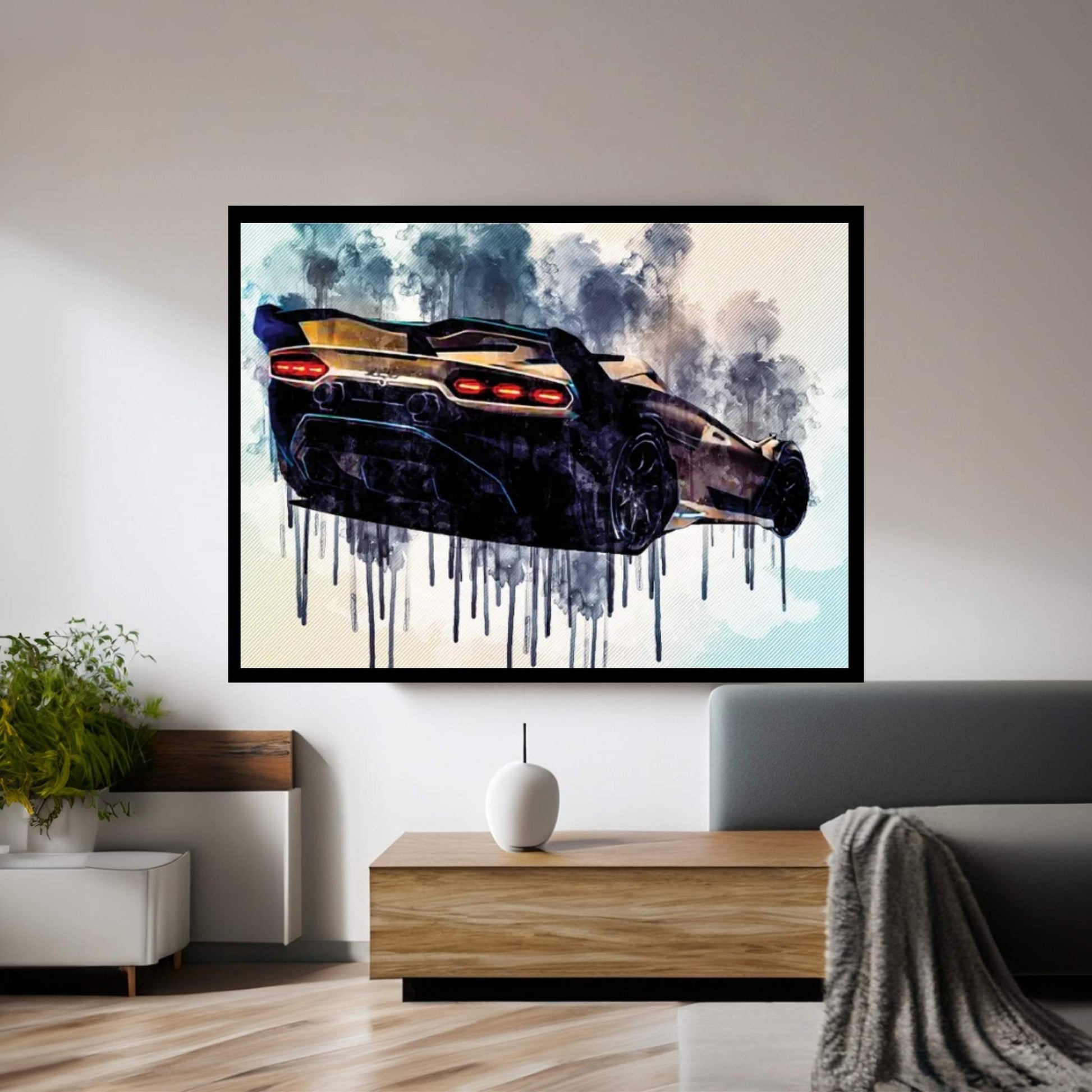 Lamborghini Sc20 2020 Rear View Hypercar New Sc20 Racing Cars Canvas Wall Art - Y Canvas