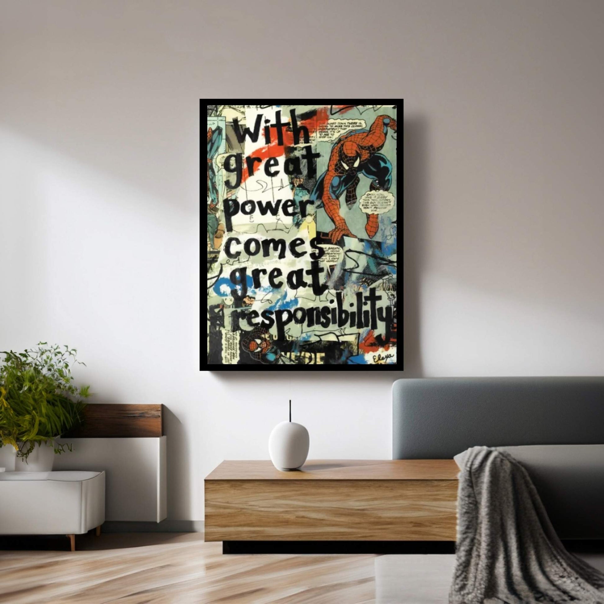 Great Power Spiderman Canvas Wall Art - Y Canvas