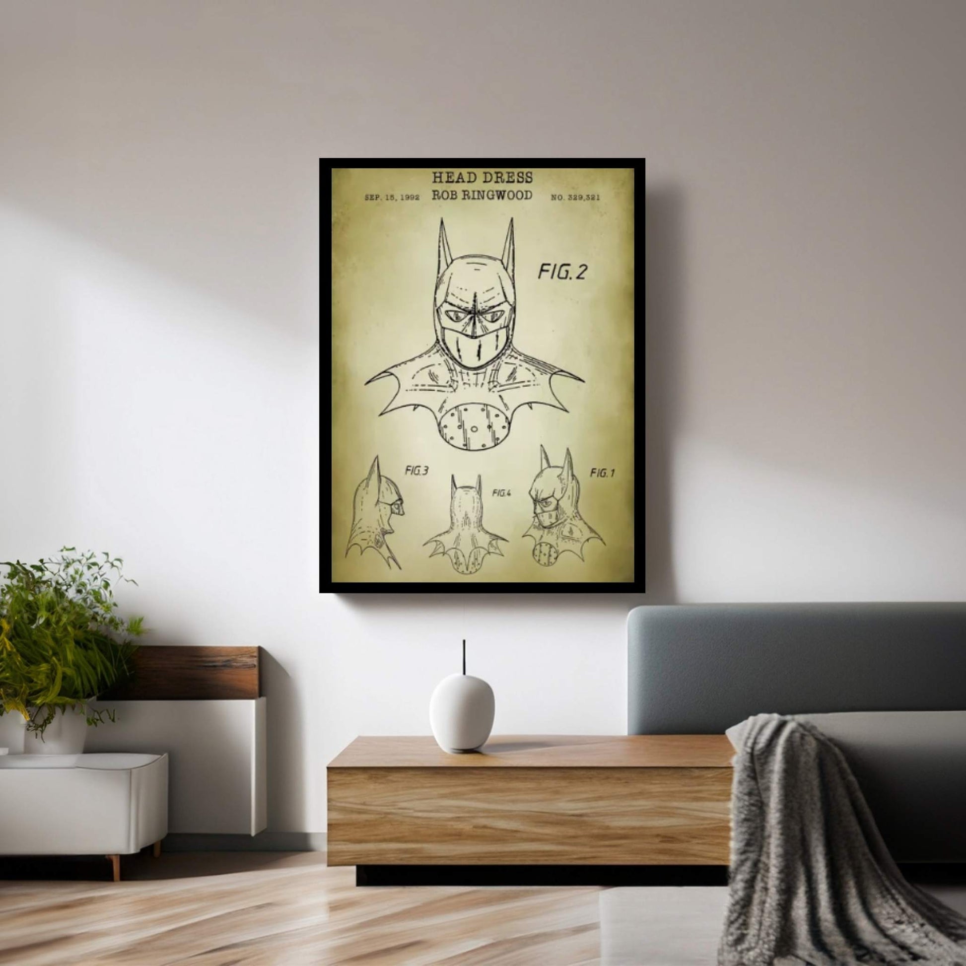 Batman Cowl Canvas Wall Art - Y Canvas