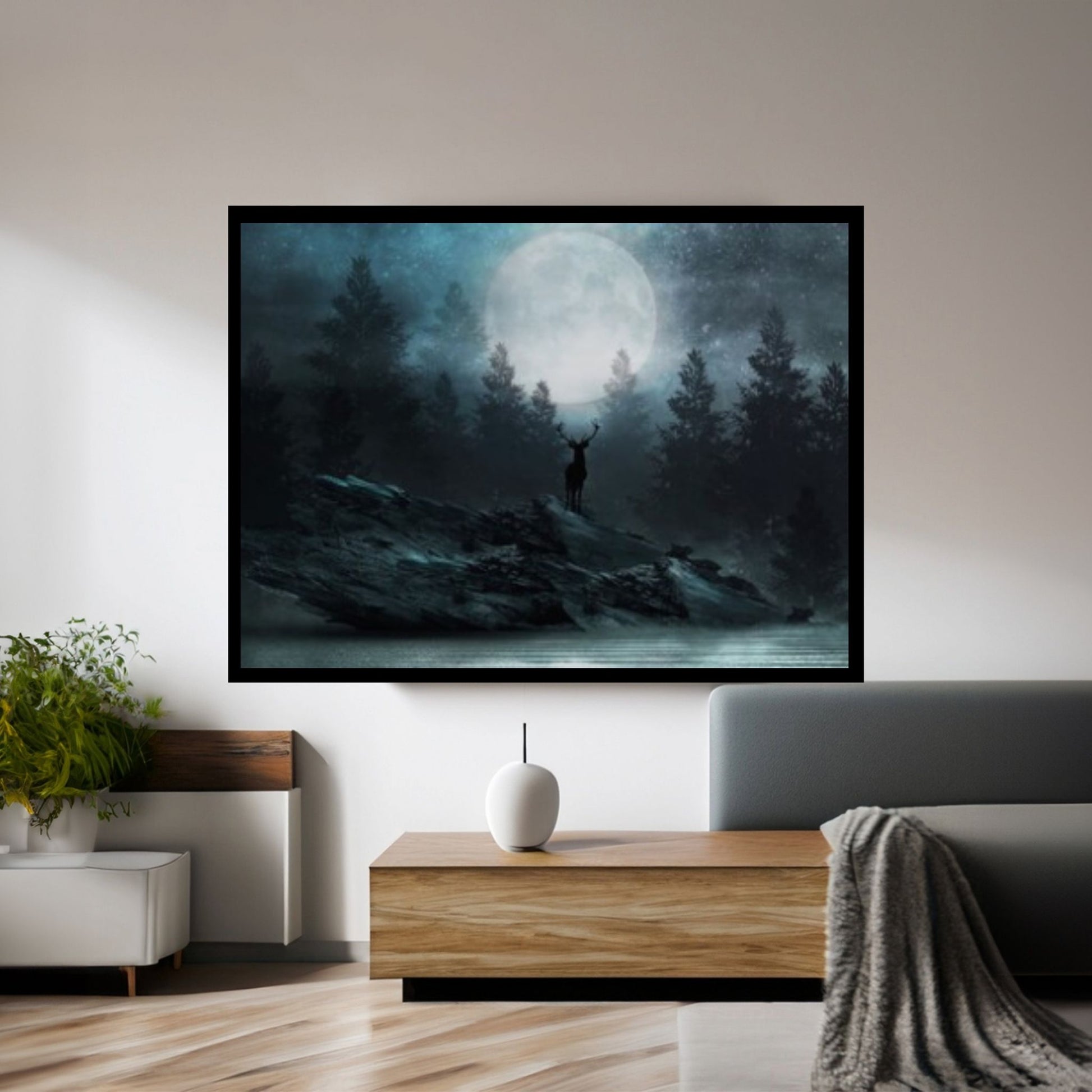 Sea At Night Vintage Canvas Wall Art Painting - Seascape Oil Canvas Painting - Sea Under Night Moonlight Art Print - Y Canvas