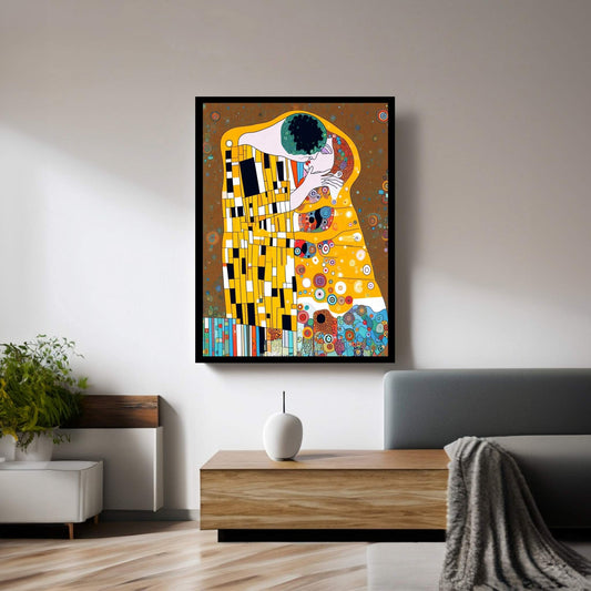 Gustav Klimt's The Kiss: Canvas Wall Art Reproduction Home Decor - Y Canvas