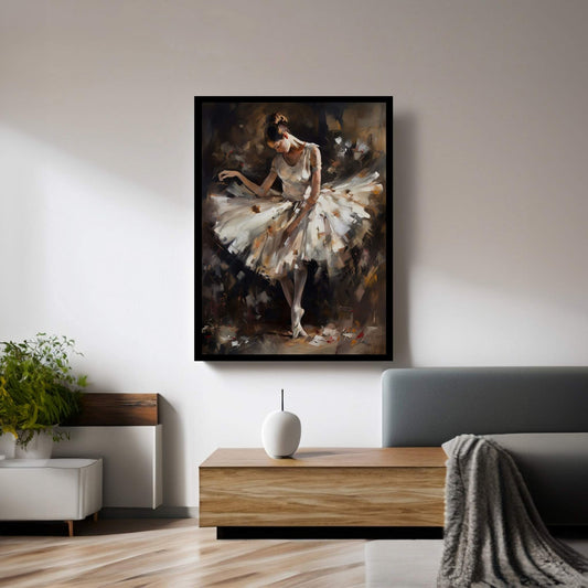 Ballerina Woman in White Dress Canvas Art Wall Decor - Y Canvas