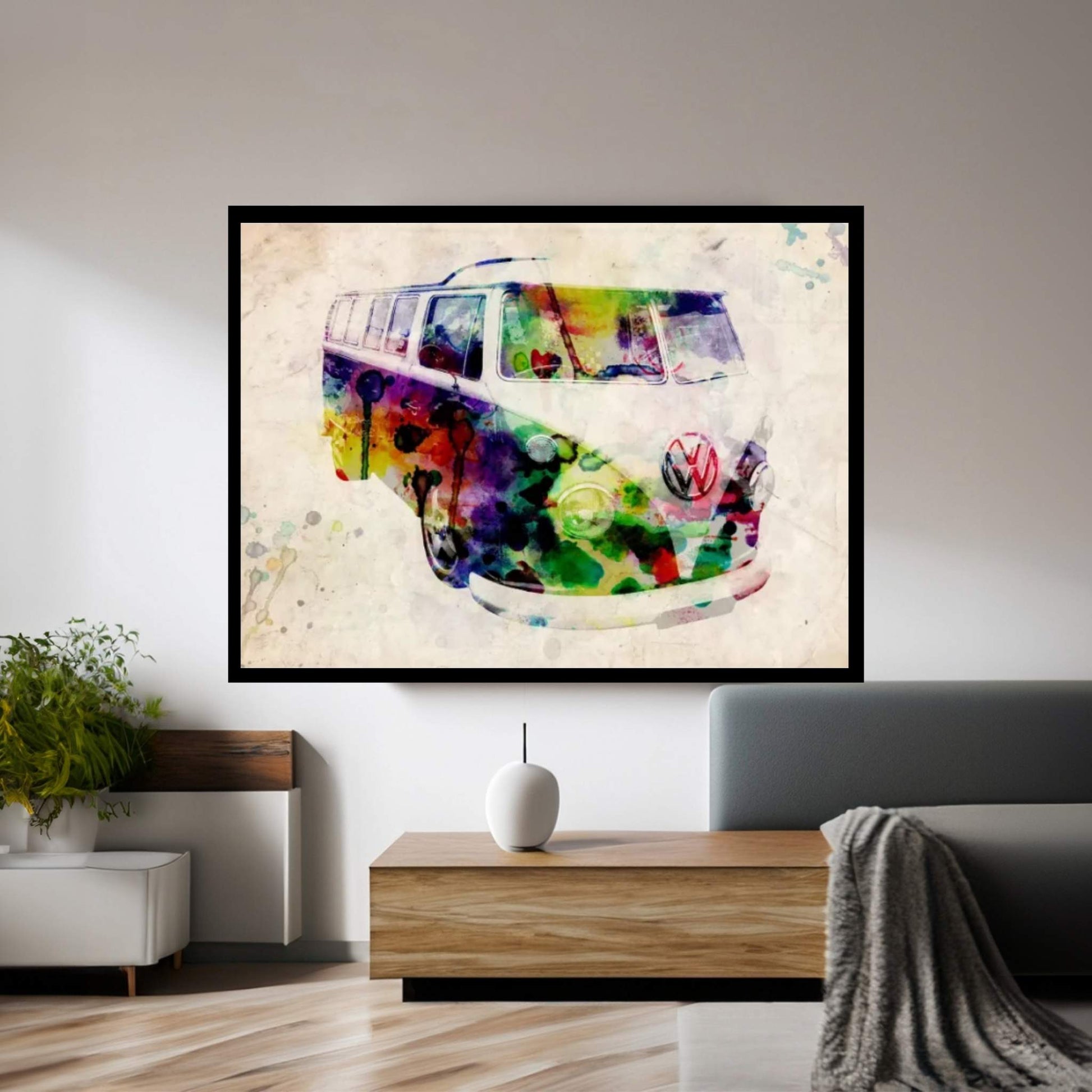 VW Camper Van (Urban) Canvas Wall Art - Y Canvas