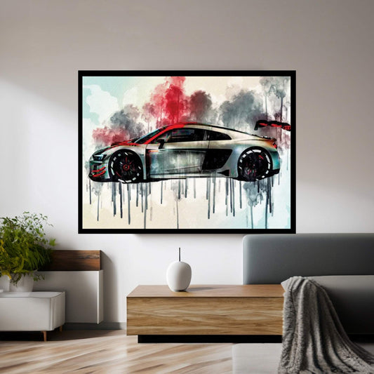 Audi R8 Lms 2019 Side View Tuning R8 Exterior Racing Car Canvas Wall Art - Y Canvas