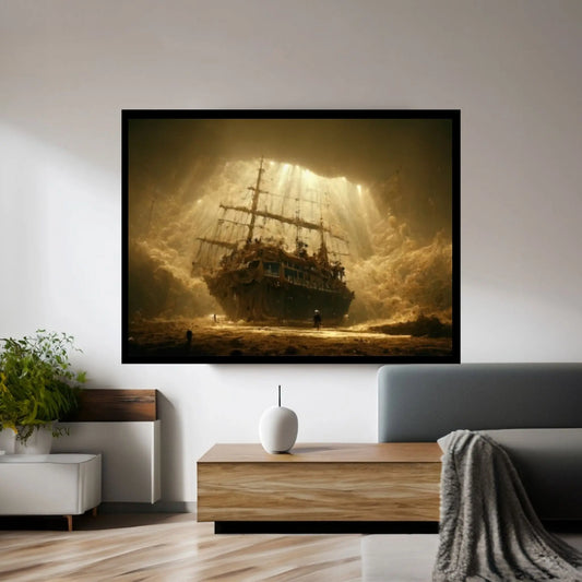 Ship Wars Wall Art,Pirate Ship Framed Canvas - Canvas Wall Art Luxury Decor for Room - Y Canvas