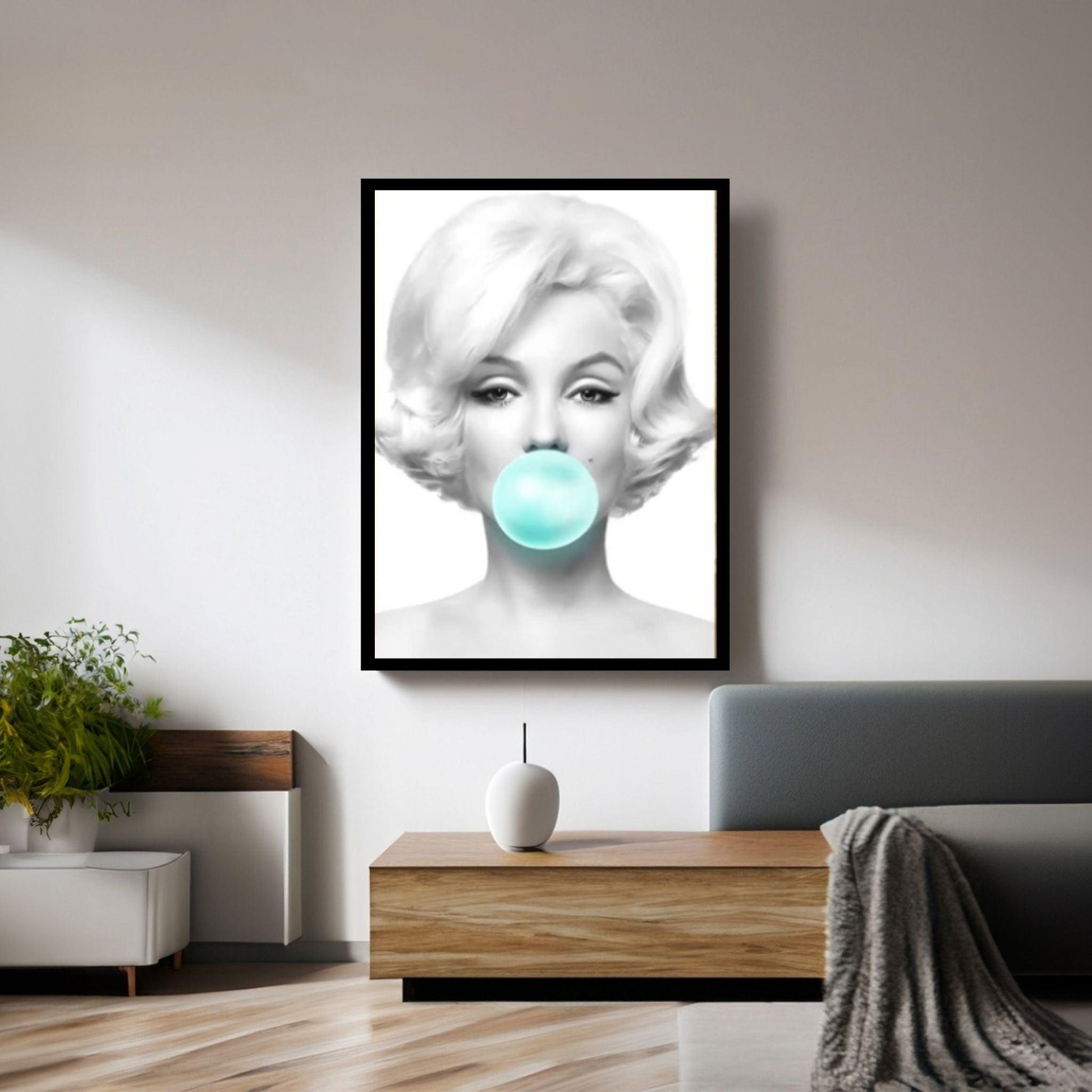 Marilyn Monroe Wall Art Canvas / Monroe Pink Bubble Gum Art Poster - Y Canvas