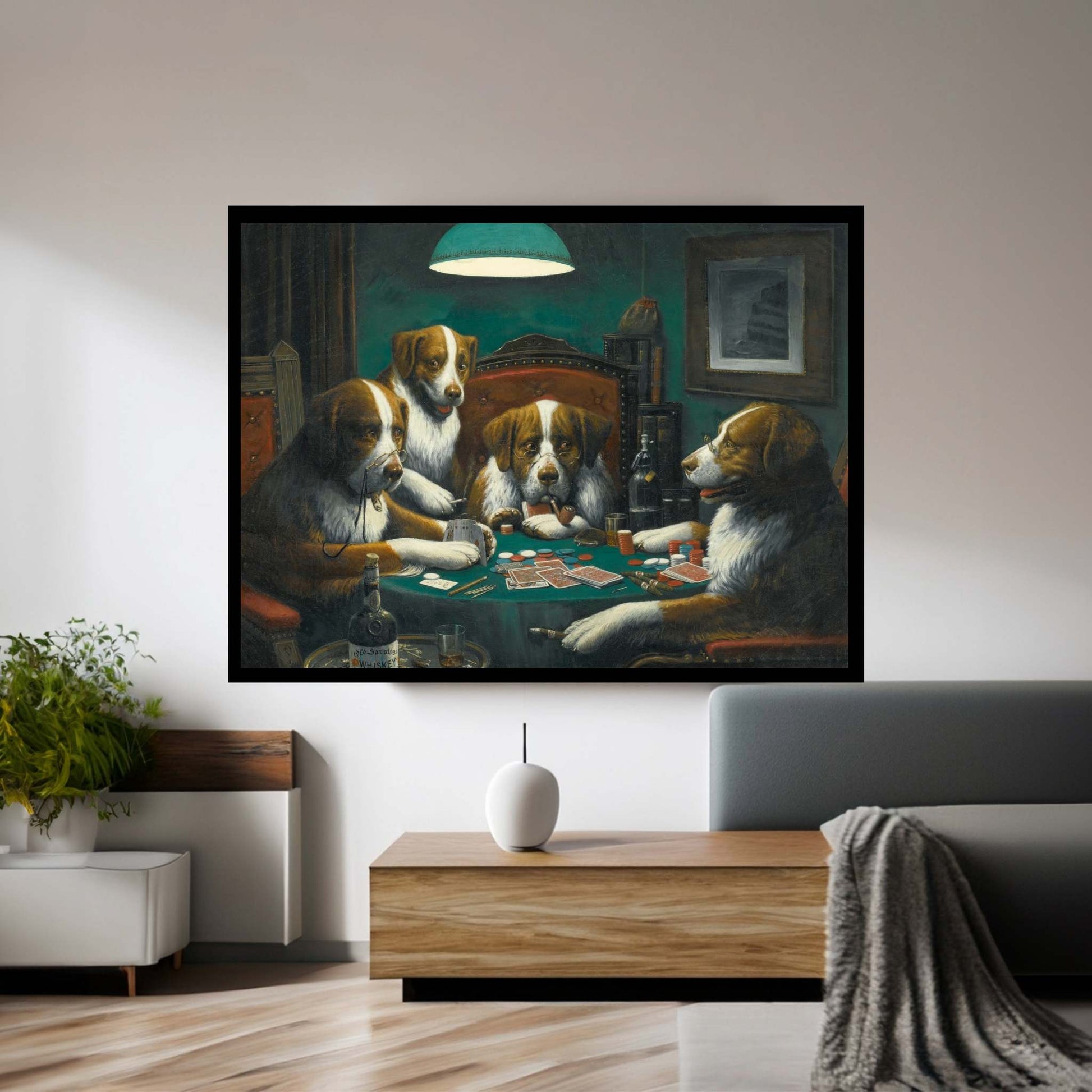 Dogs Playing Poker Canvas Wall Art - Y Canvas