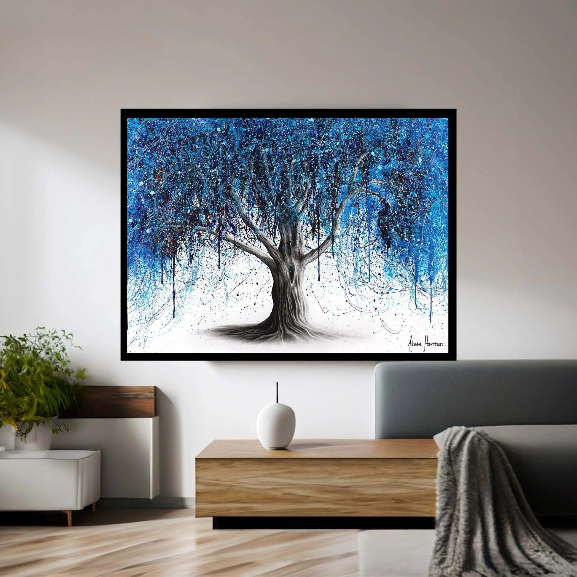 Blue Midnight Tree Canvas Wall Art - Y Canvas