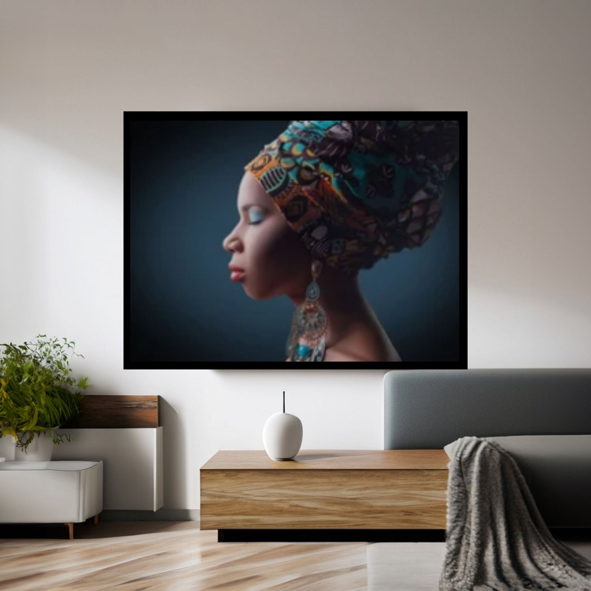 African Art Wall Decor, African Woman Makeup Wall Art, Abstract Canvas Art - Y Canvas