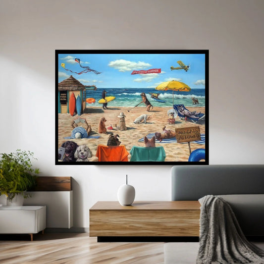 Dog Beach Canvas Wall Art - Y Canvas