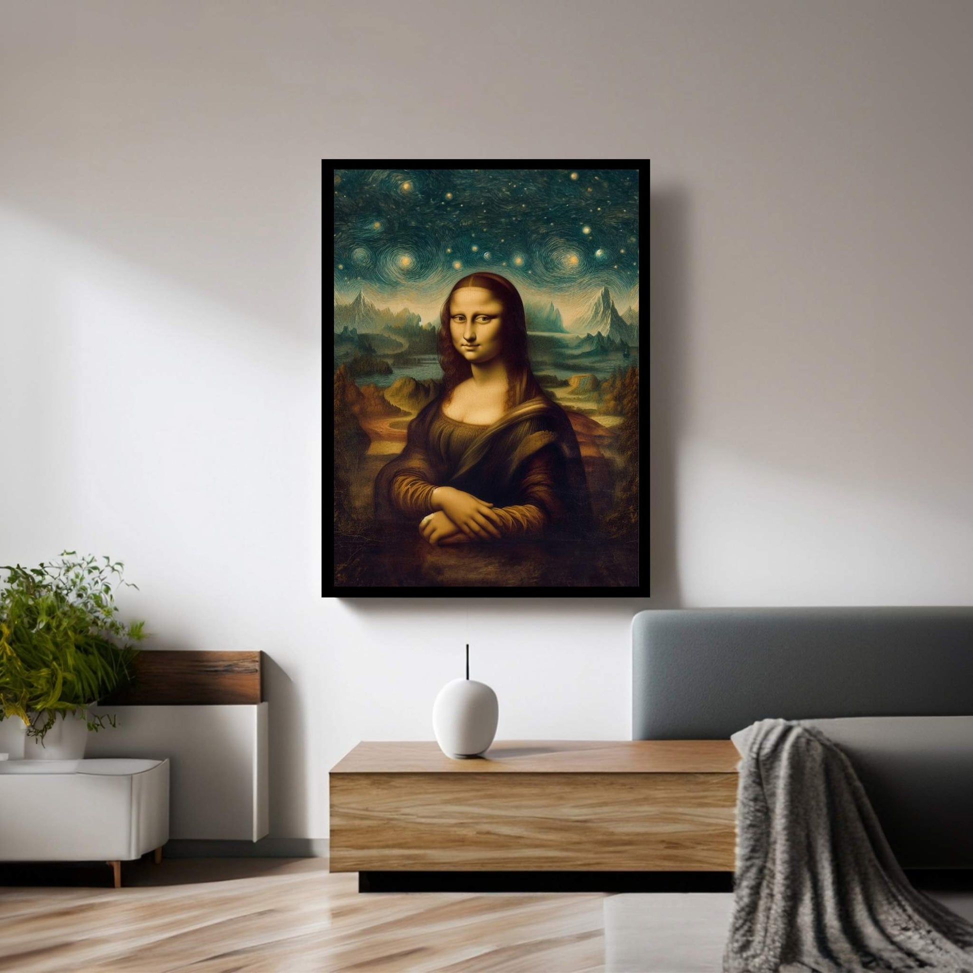 Modern Mona Lisa Van Gogh Style Reproduction Modern Abstract Canvas Wall Art - Y Canvas