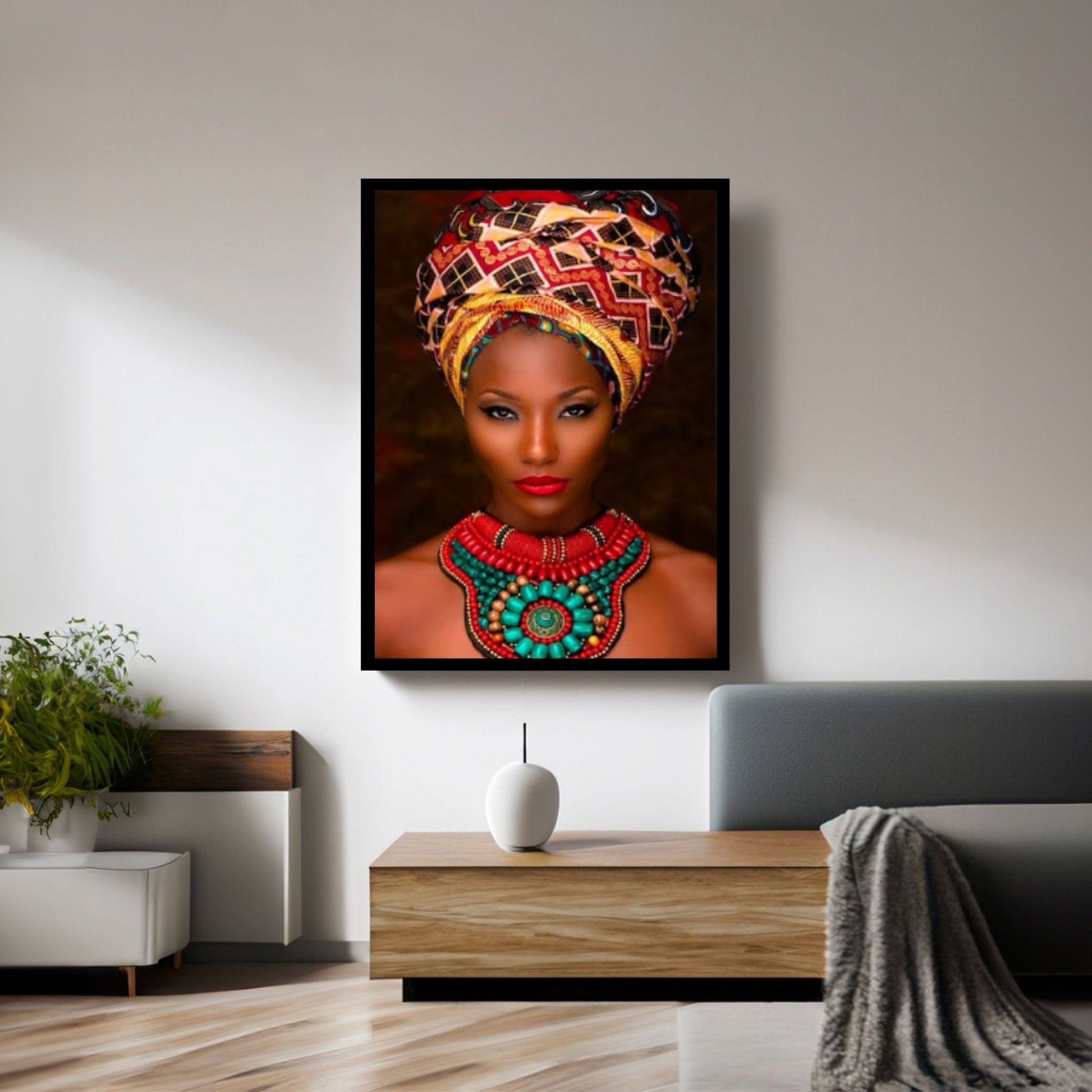 African Woman Portrait Wall Art /African Woman Canvas Print / African American Home Decor Black Woman Make Up - Y Canvas