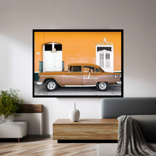 Old Orange Car Canvas Wall Art - Y Canvas