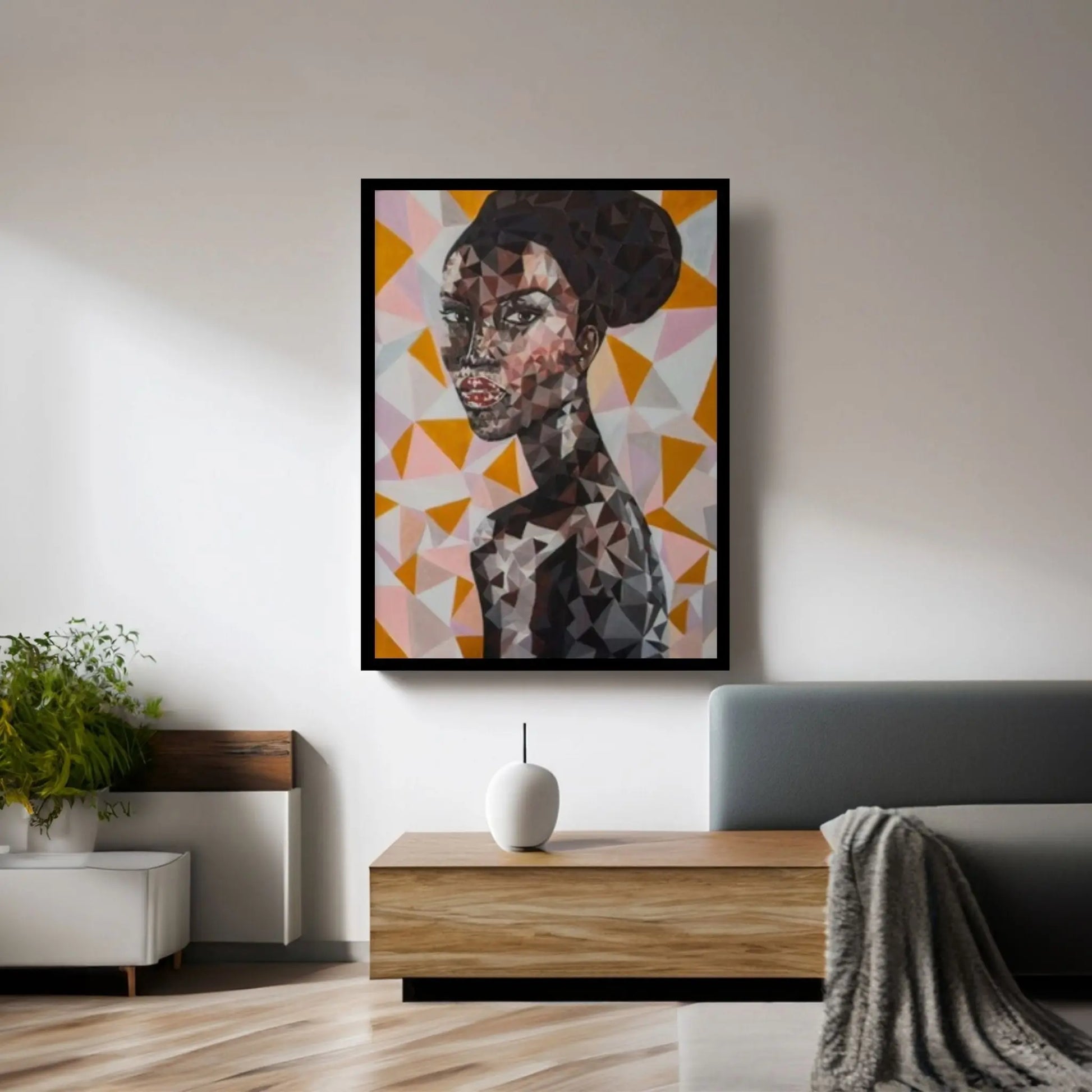 African Black Woman Portrait, Afro Art, African Woman Makeup Wall Art - Y Canvas