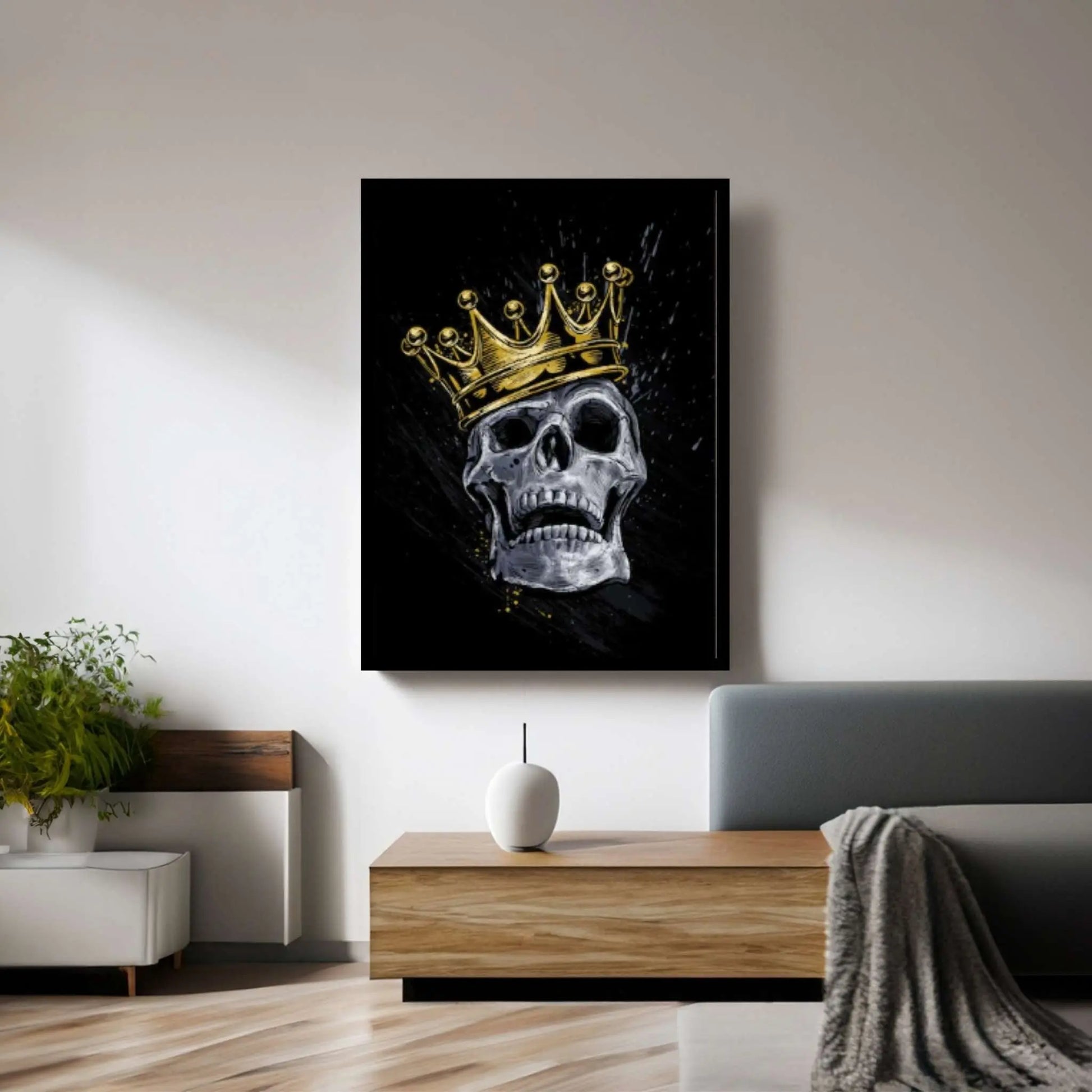 Skull King Canvas Print, Skull Canvas Art Print Home Decor, Boho Skull Canvas Wall Art Gift, Gothic Floral Sugar Skull Canvas Art - Y Canvas