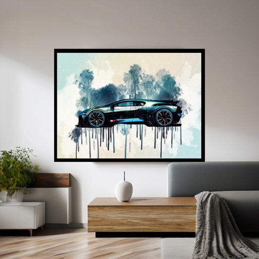 2019 Bugatti Divo Hypercar Side View Canvas Wall Art - Y Canvas