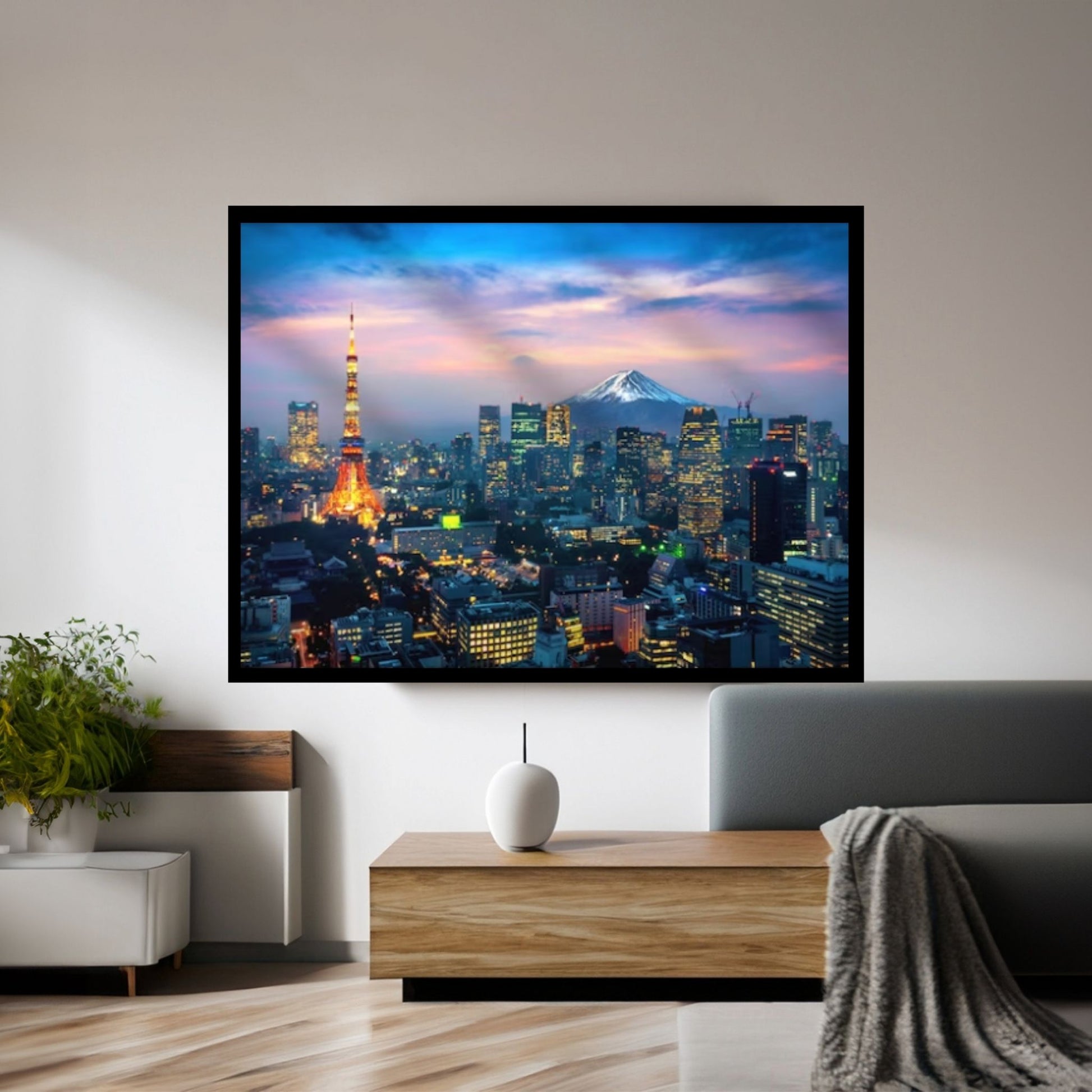 Night Tokyo Canvas Wall Art, Tokyo Poster, Tokyo Photo Japan Cityscape, Tokyo Skyline Canvas Art - Y Canvas