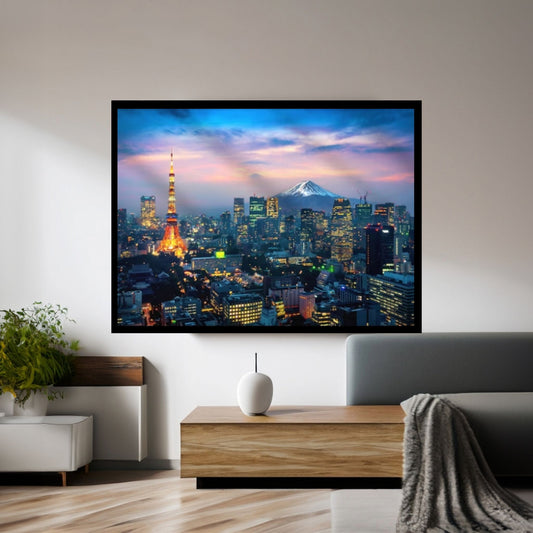 Night Tokyo Canvas Wall Art, Tokyo Poster, Tokyo Photo Japan Cityscape, Tokyo Skyline Canvas Art - Y Canvas