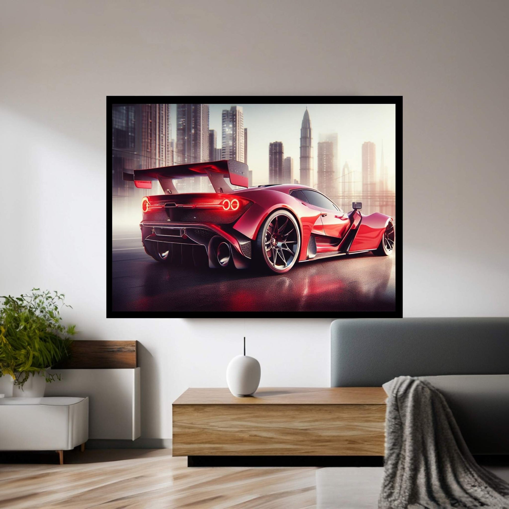 Red Sports Car Canvas Wall Art Decor - Y Canvas