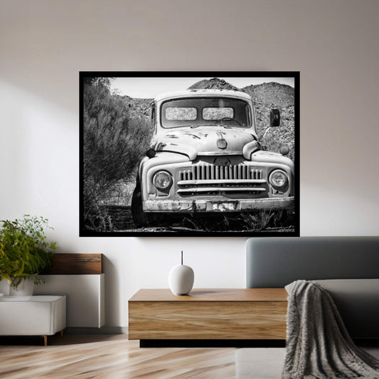 Black Arizona Series - Old Truck Canvas Wall Art - Y Canvas