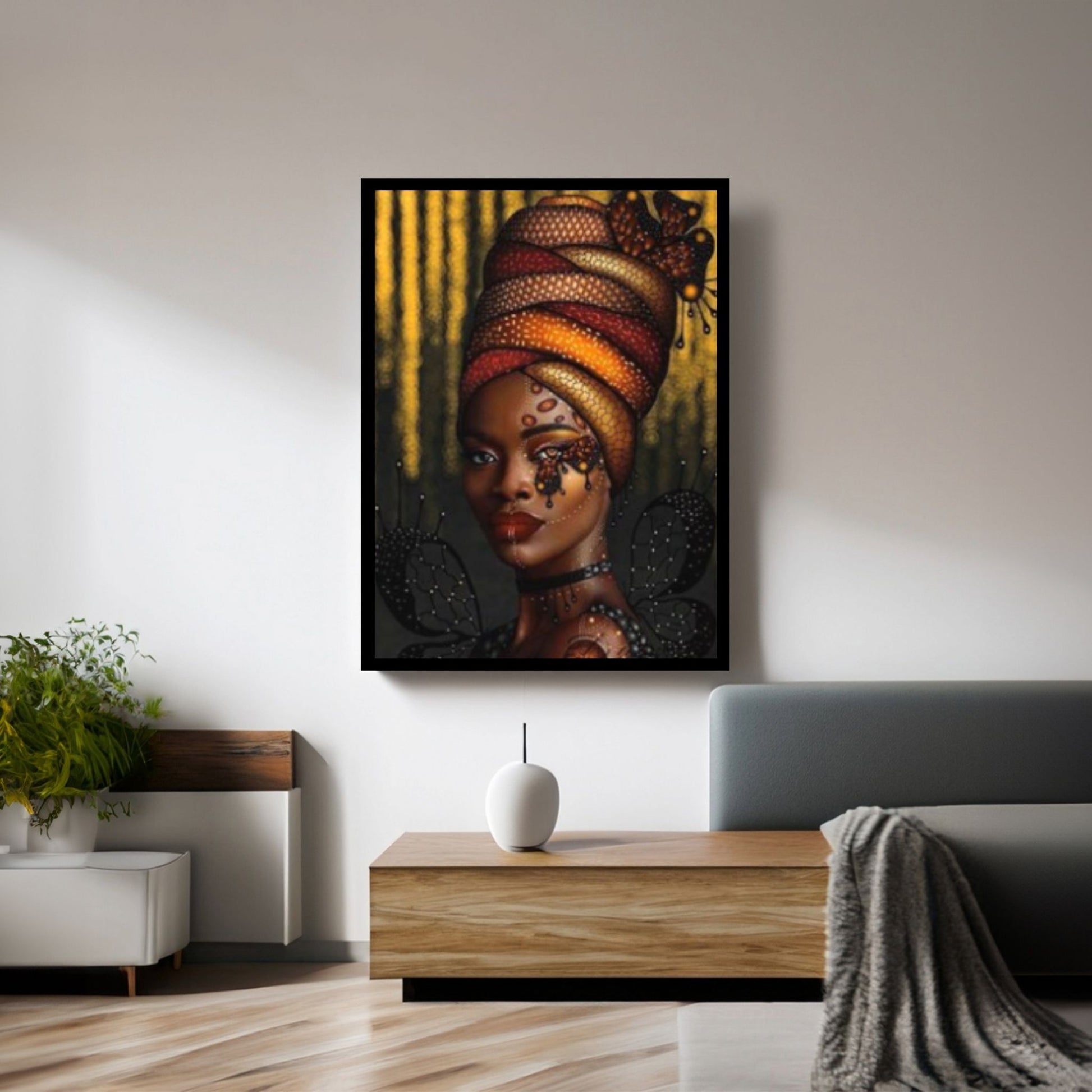 African Art Wall Decor, African Woman Makeup Wall Art, Abstract Canvas Art - Y Canvas