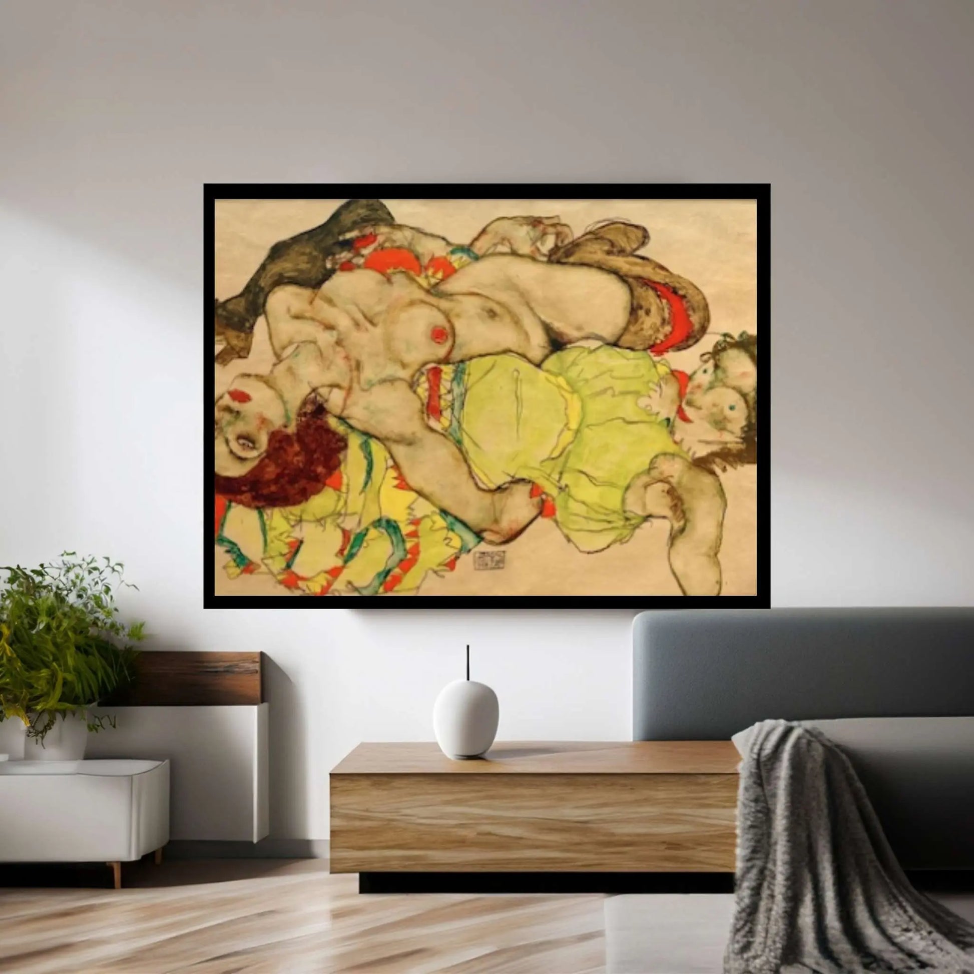 Egon Schiele Female Lovers (1915) Canvas Print Wall Art, Egon Schiele print - Y Canvas