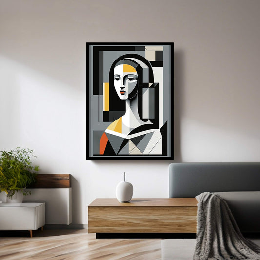 Modern Mona Lisa Picasso Style Reproduction Modern Abstract Canvas Wall Art - Y Canvas