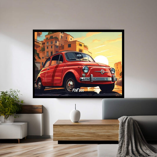 Fiat 500 Comic Canvas Wall Art - Y Canvas