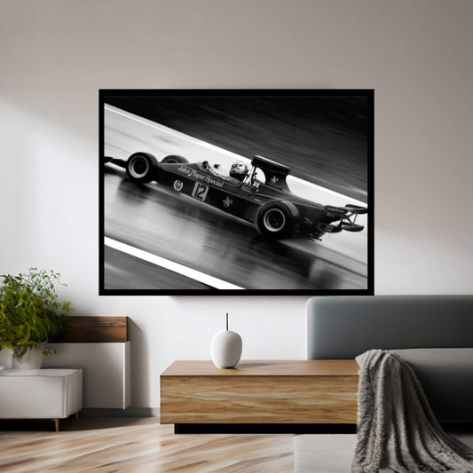 F1 Wet Track Grayscale Canvas Wall Art - Y Canvas