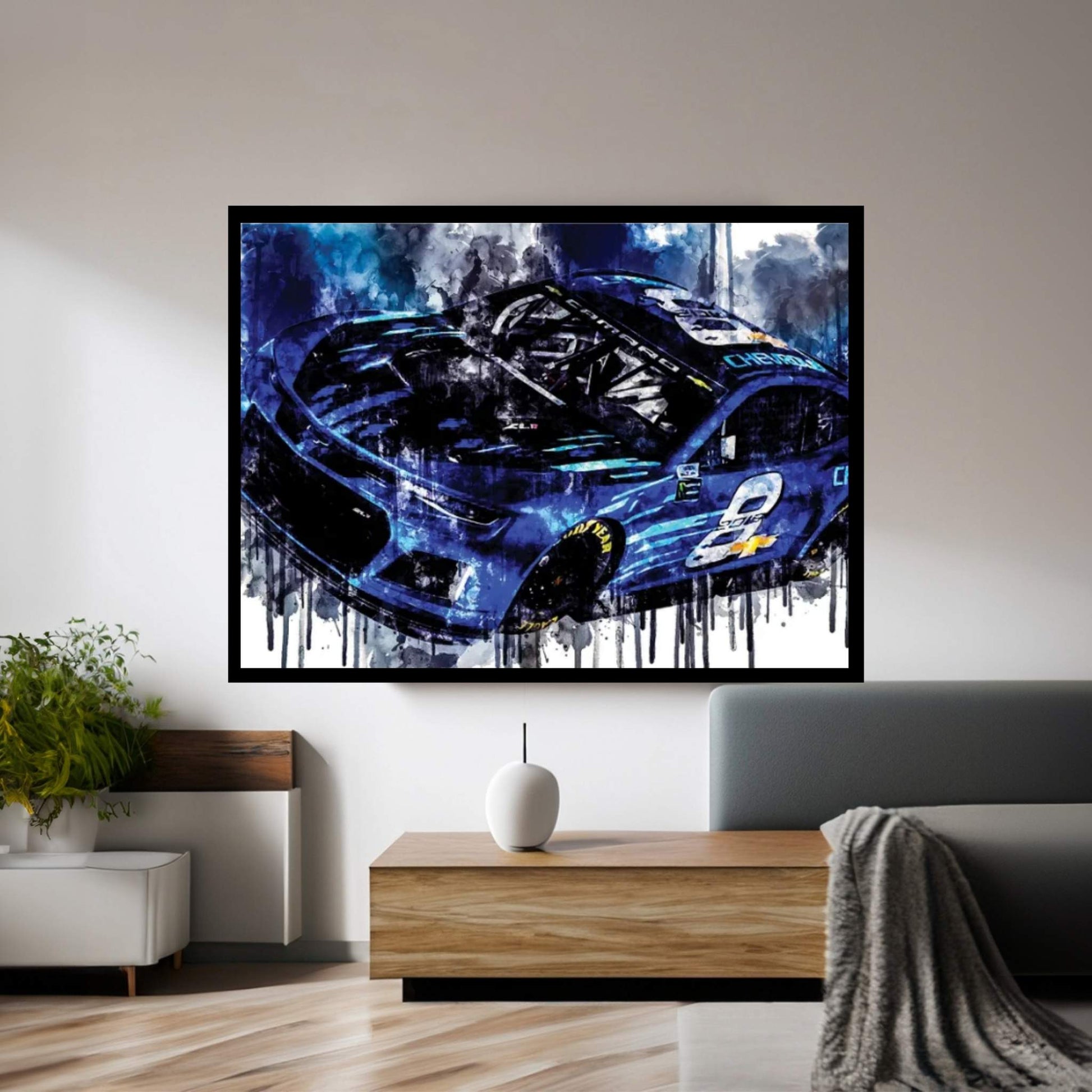 2018 Chevrolet Camaro ZL1 Nascar Race Car Canvas Wall Art - Y Canvas